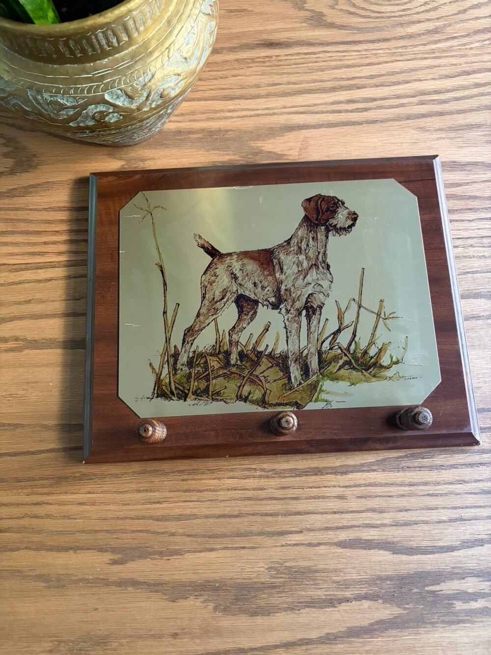 Vintage Wall Hanging Dog Leash Hooks German Wirehaired Pointer Wall Art